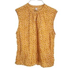 Old Navy Yellow Floral Print Sleeveless Top Womens Size Medium M Cute
